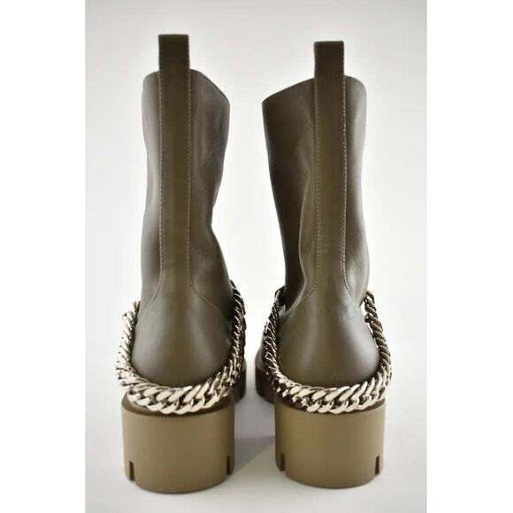 Christian Louboutin Horse Flat Silex Grey Leather Combat Lace Up Chain Boot 36 - Picture 11 of 12